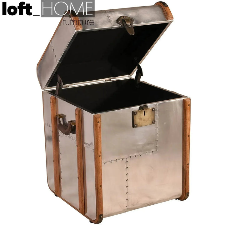 Industrial aluminium side table storage box richards' trunk s in real life style.