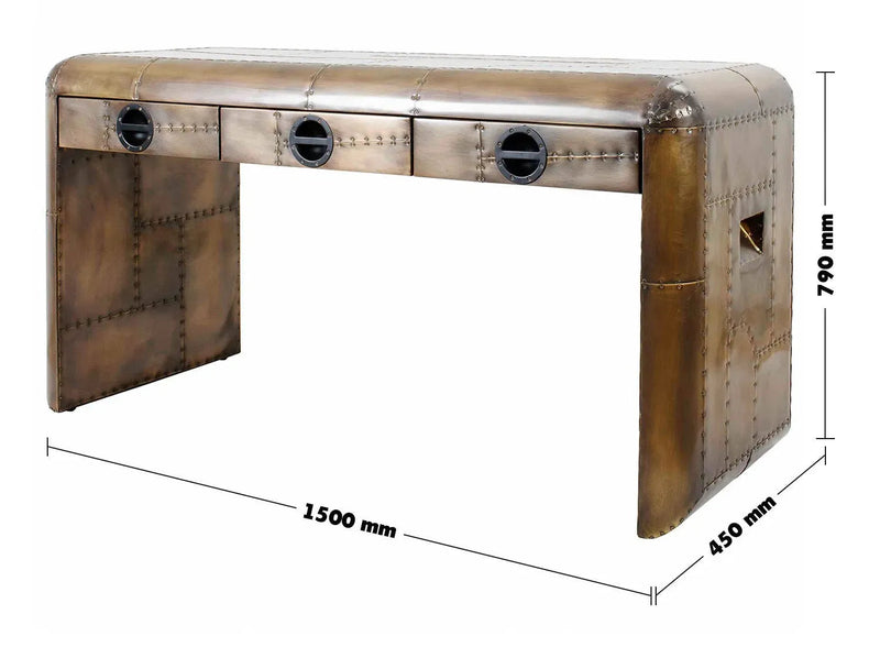 Industrial aluminium study table aircraft brass size charts.