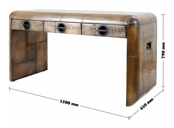 Industrial aluminium study table aircraft brass size charts.