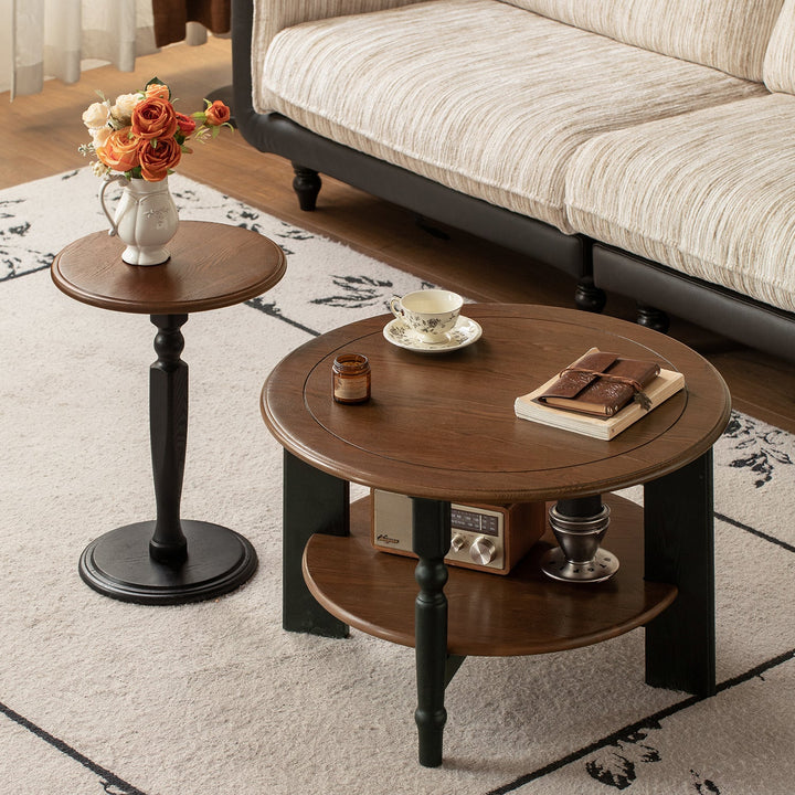 Vintage ash wood coffee table set mona color swatches.