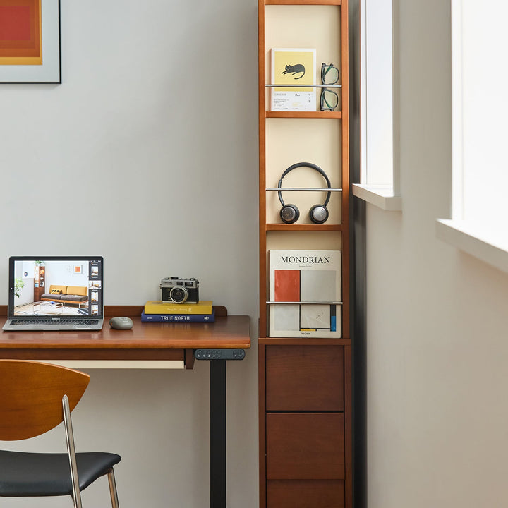 Bauhaus boxwood corner bookshelf mies with context.