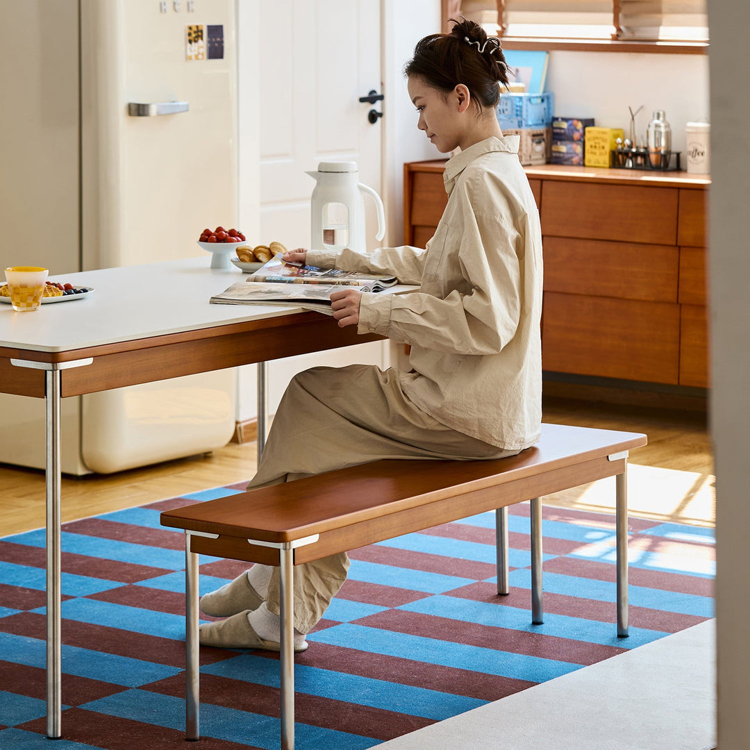 Bauhaus boxwood dining bench pinecone primary product view.