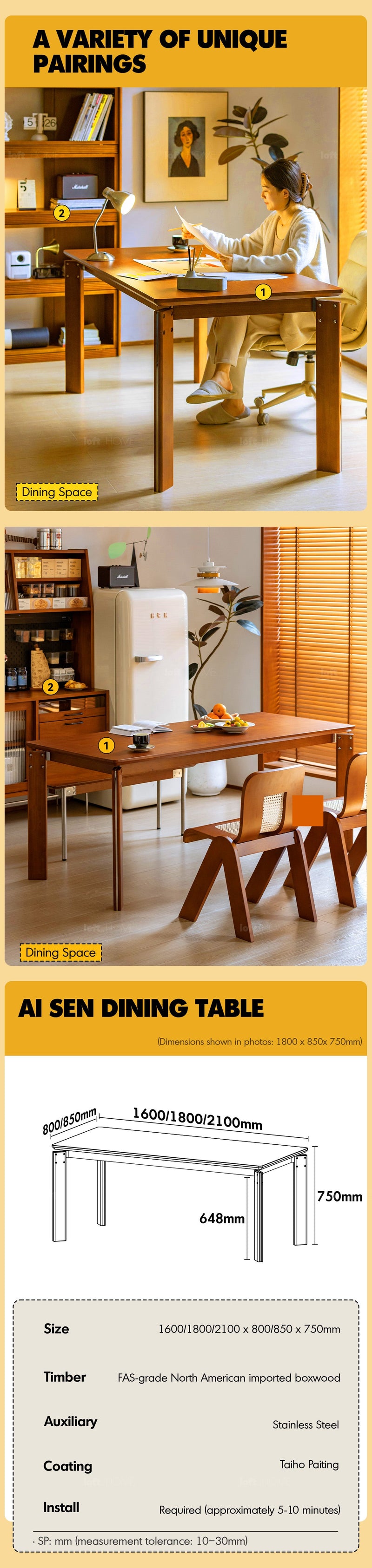 Vintage Boxwood Dining Table ESSAN More Details and Instruction_12