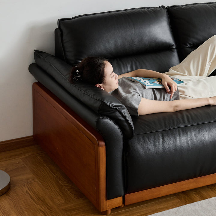 Vintage boxwood genuine leather electric recliner 3 seater sofa edgeless with context.