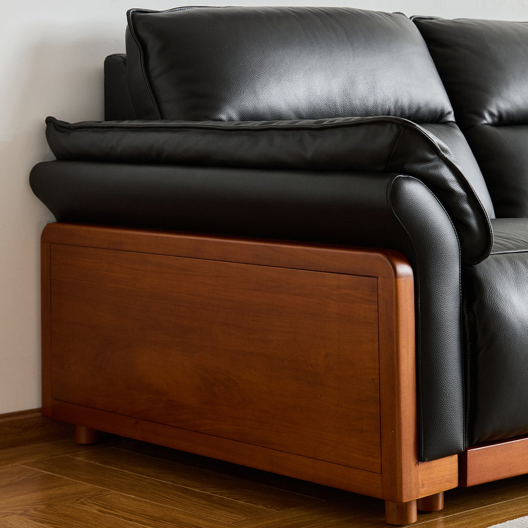 Vintage boxwood genuine leather electric recliner 4 seater sofa edgeless with context.