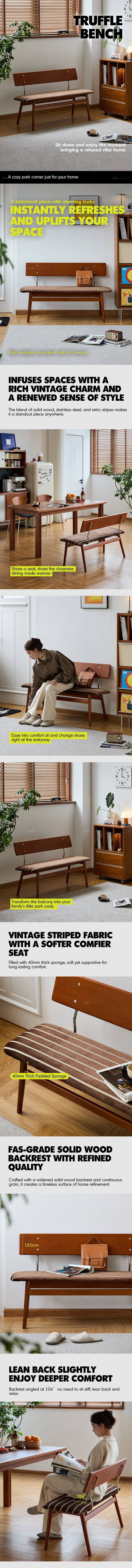 Bauhaus Boxwood Mix Weave Fabric Cushion Dining Bench TRUFFLE More Details and Instruction