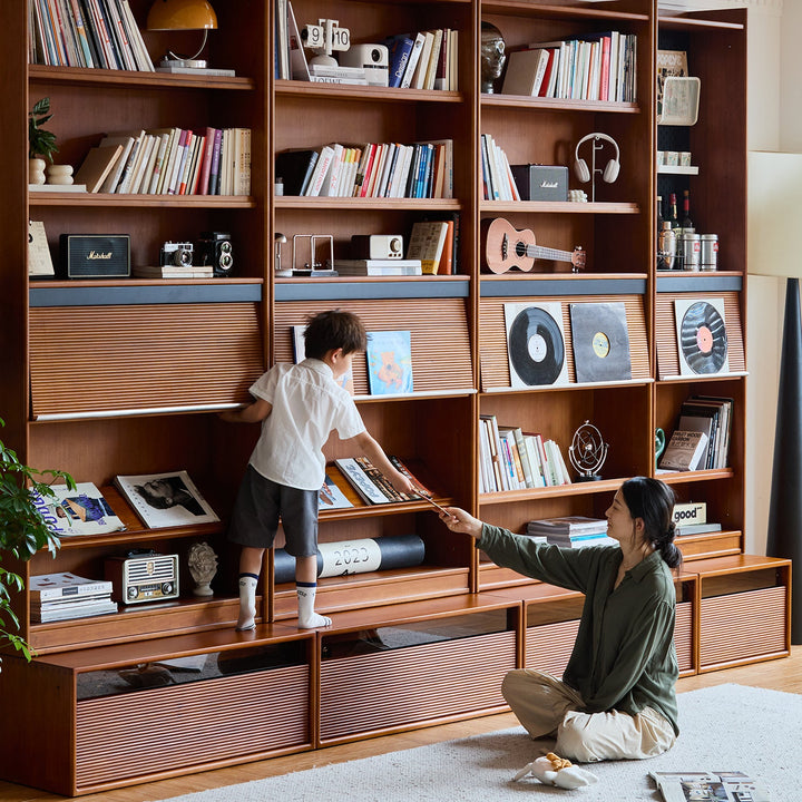 Vintage boxwood modular bookshelf mura primary product view.
