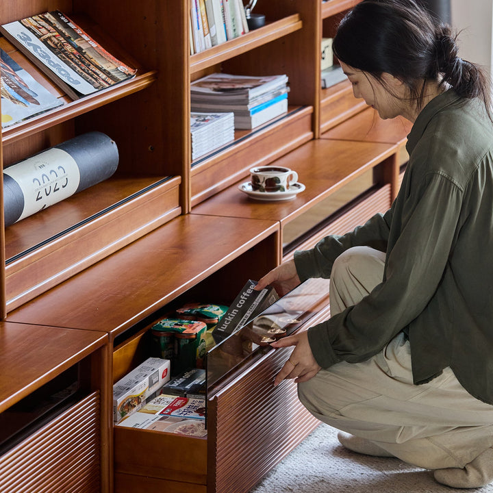 Vintage boxwood modular bookshelf mura color swatches.