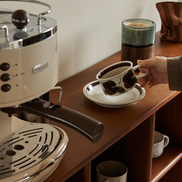 Vintage boxwood modular bookshelf n plus in close up details.