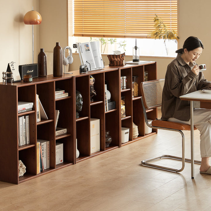 Vintage boxwood modular bookshelf n plus in still life.