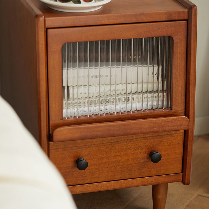 Vintage boxwood side table cuckoo in details.