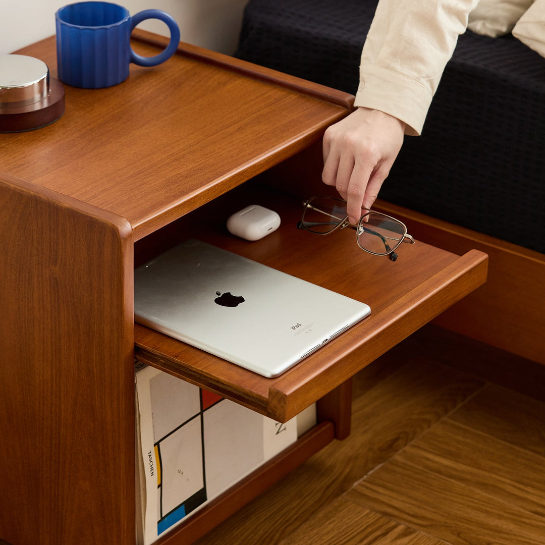Vintage boxwood side table moonrise in still life.