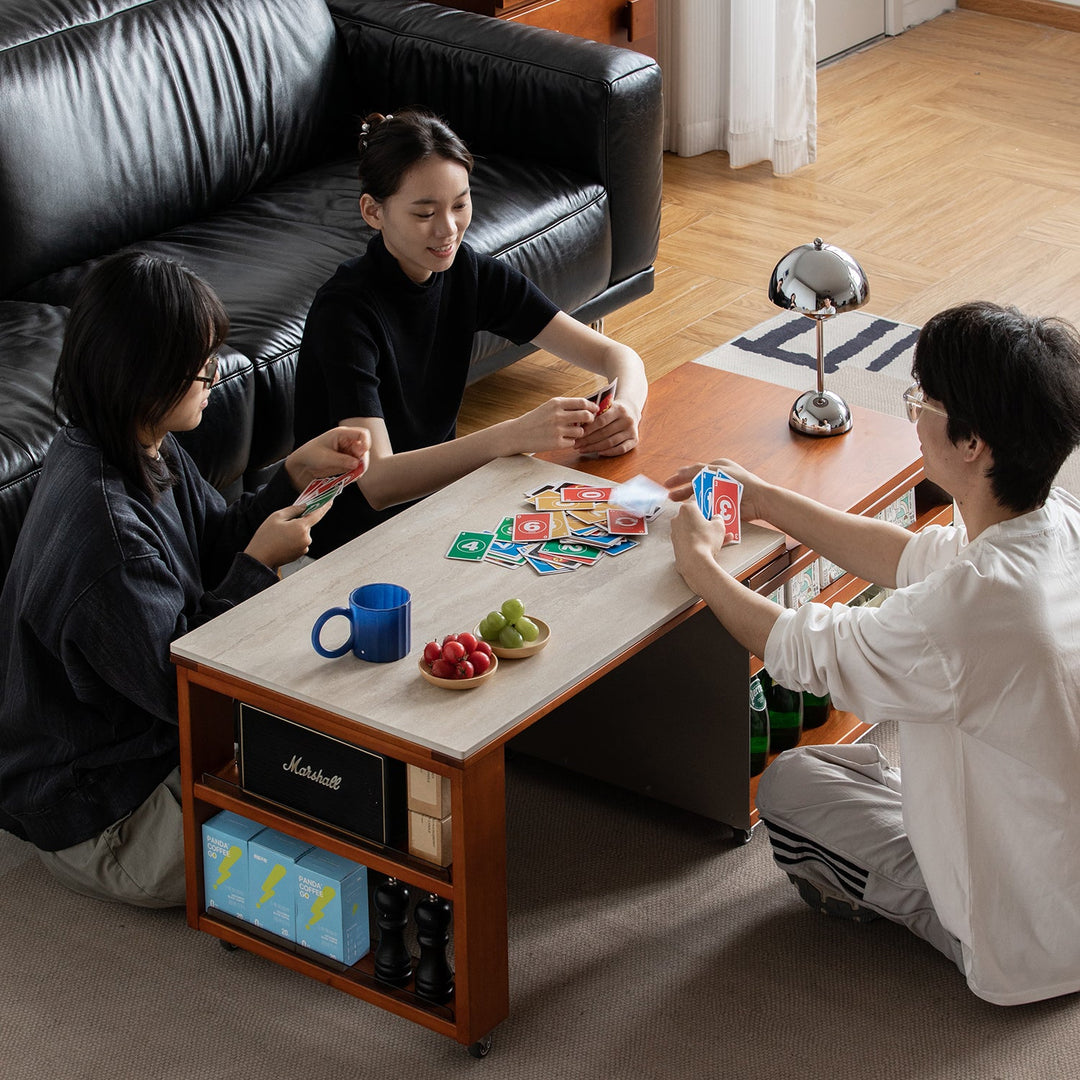 Vintage boxwood sintered stone lift-up coffee table silver wing material variants.