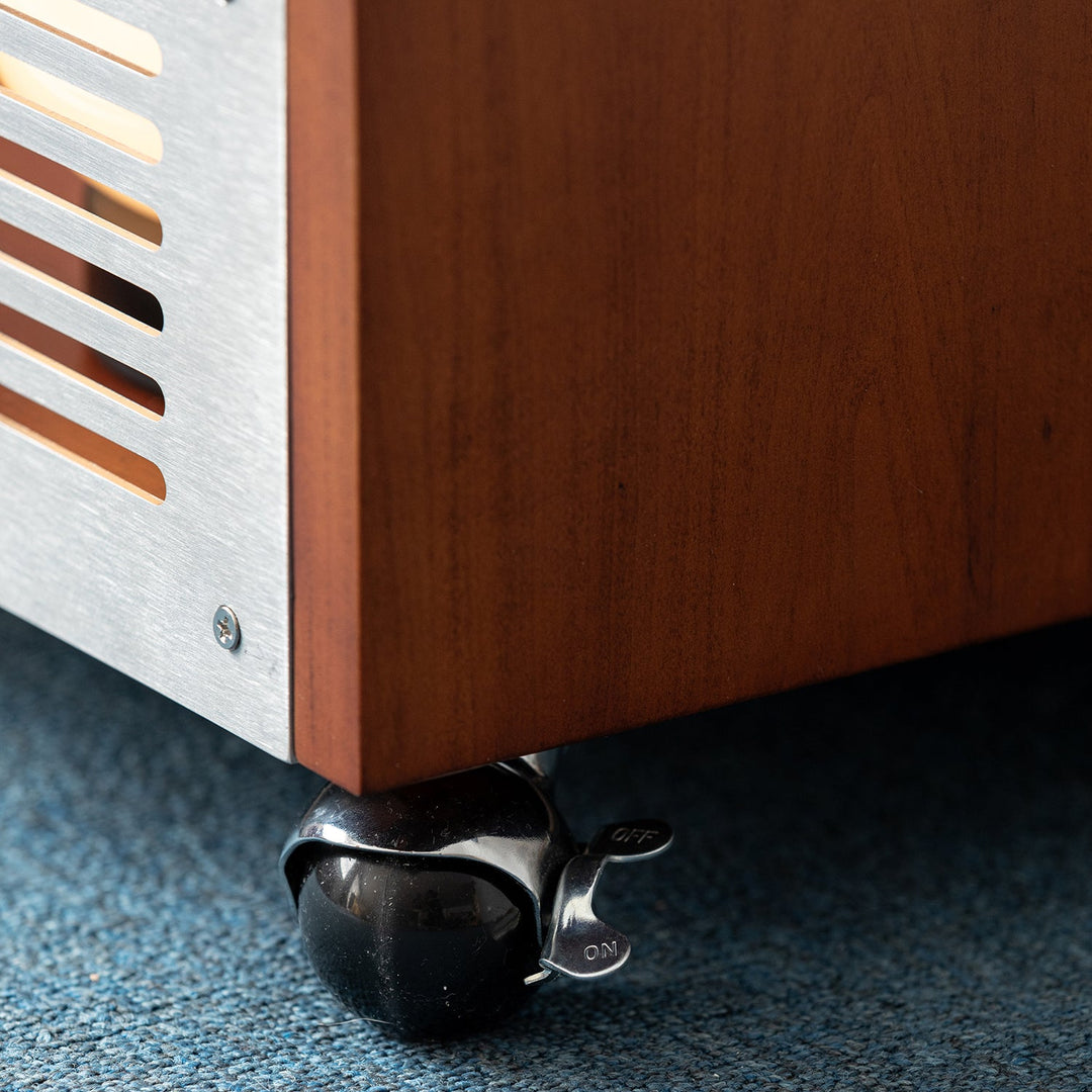 Vintage boxwood tv hanger mies in close up details.