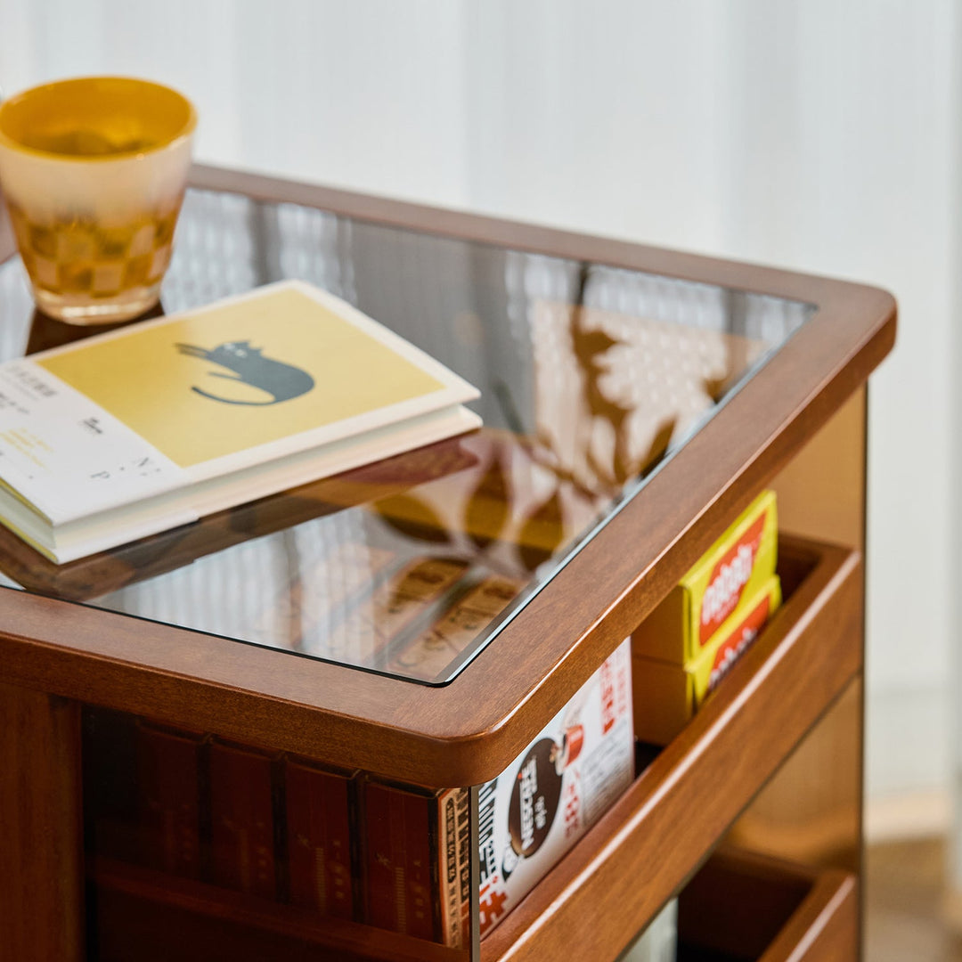 Bauhaus boxwood wheeled trolley side table moonrise material variants.