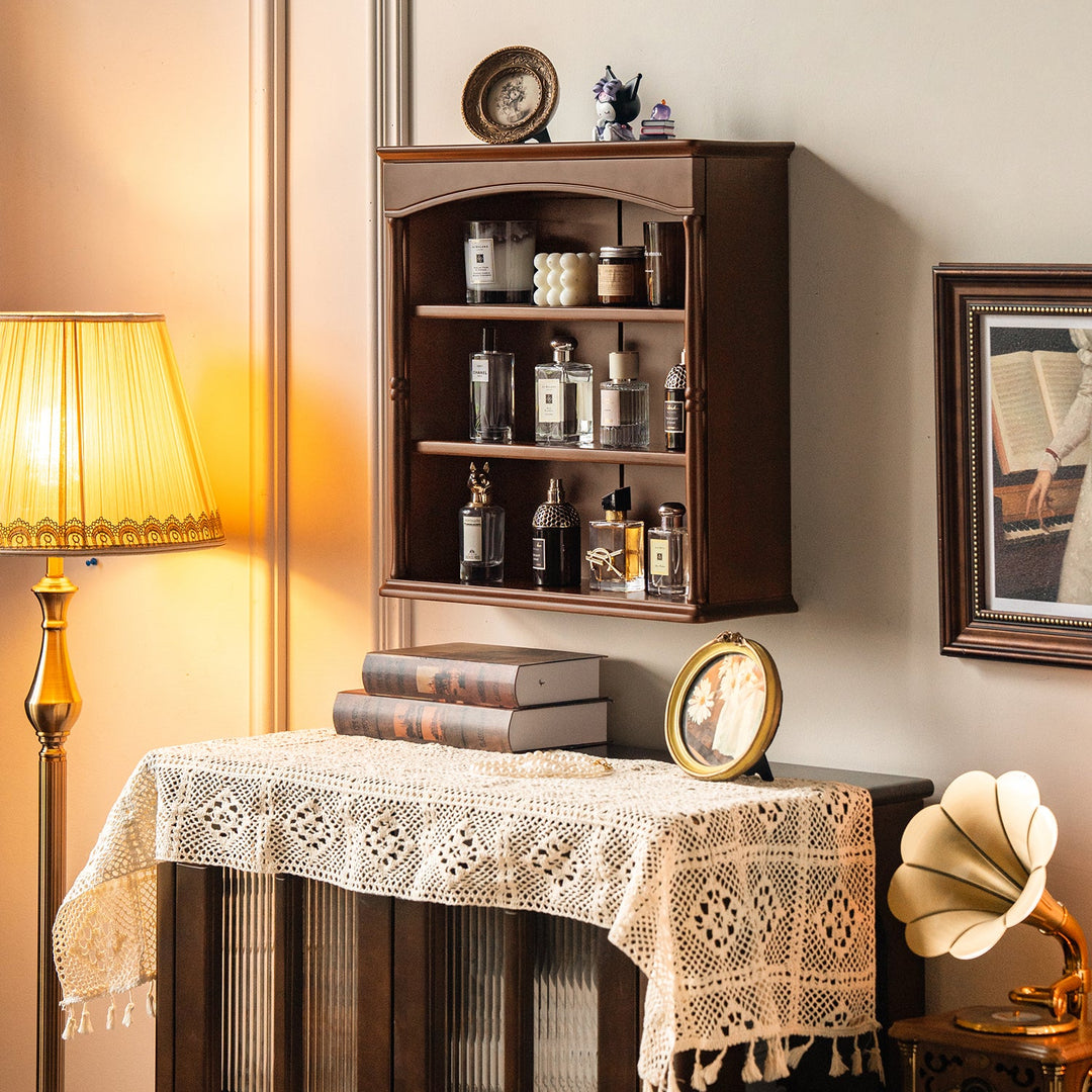 Vintage boxwood wood cup shelf vera in real life style.