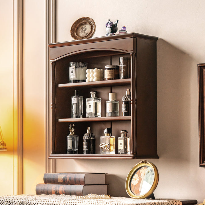 Vintage boxwood wood cup shelf vera with context.