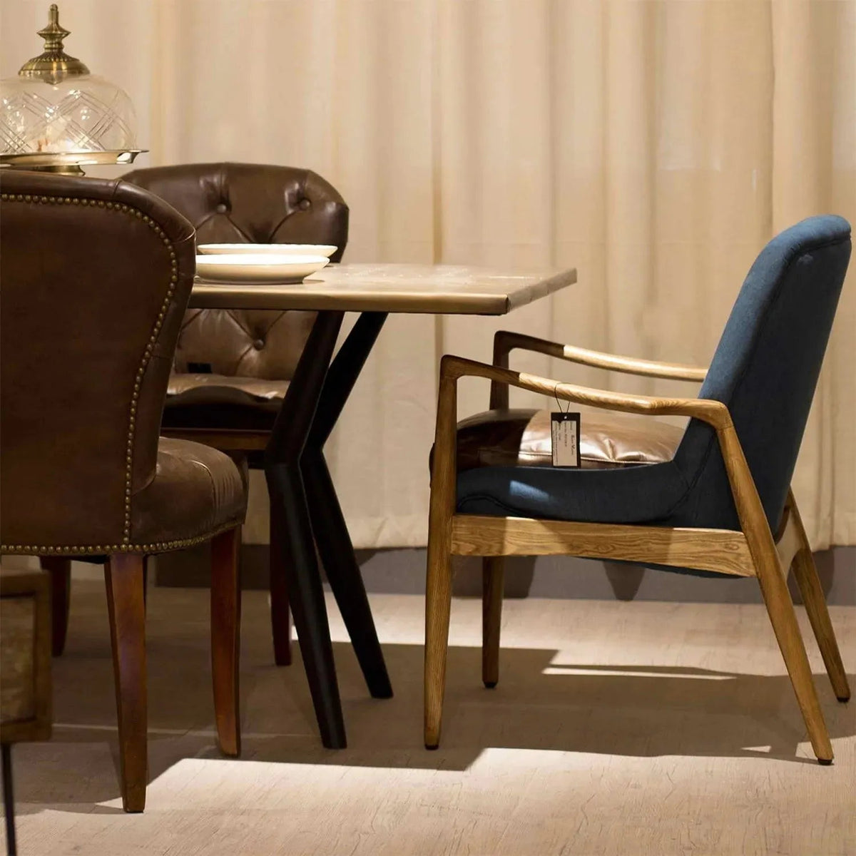 Industrial brass dining table lucien brass material variants.