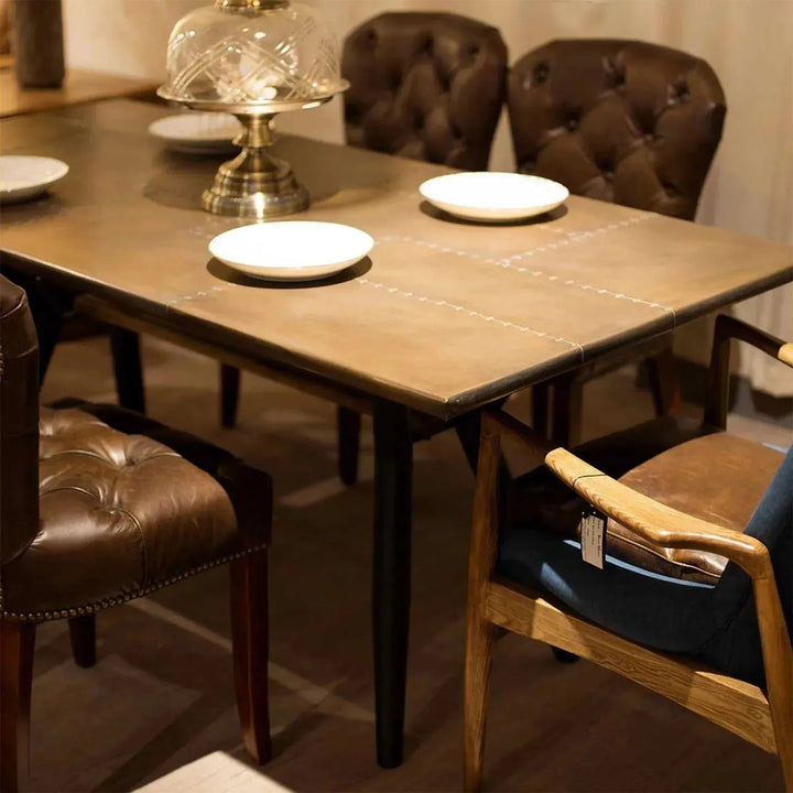 Industrial brass dining table lucien brass color swatches.