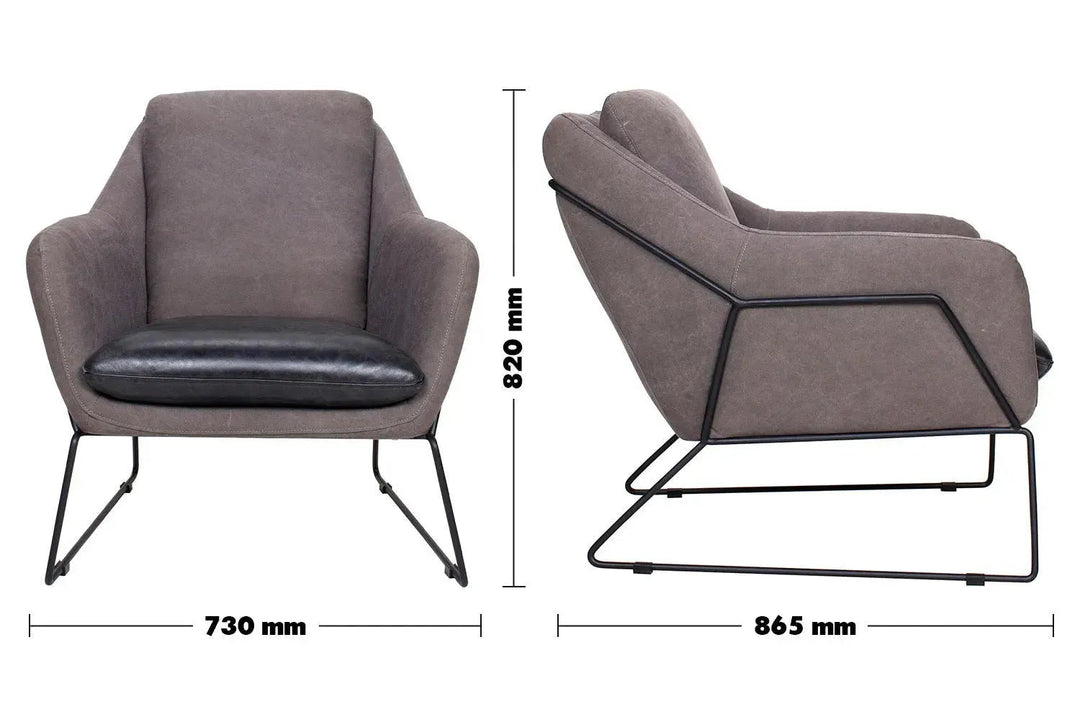 Industrial canvas and genuine leather 1 seater sofa cale size charts.