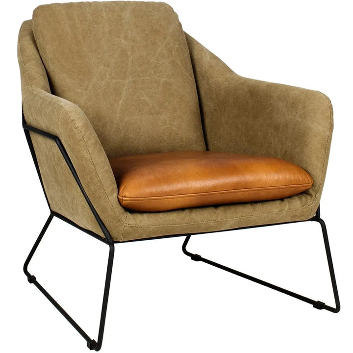 Industrial Canvas And Genuine Leather 1 Seater Sofa CALE