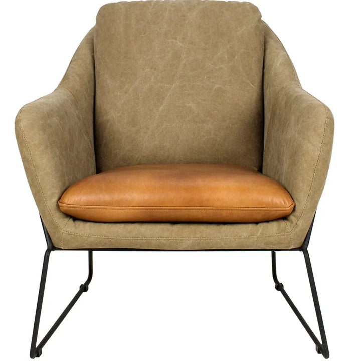 Industrial Canvas And Genuine Leather 1 Seater Sofa CALE