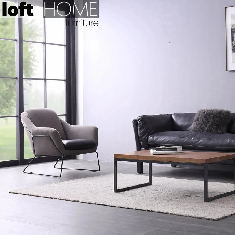 Industrial canvas and genuine leather 1 seater sofa cale environmental situation.