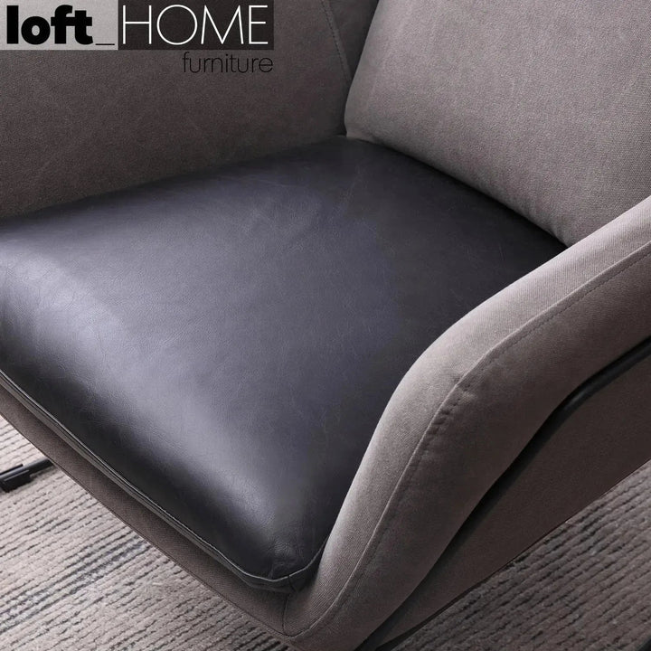 Industrial Canvas And Genuine Leather 1 Seater Sofa CALE