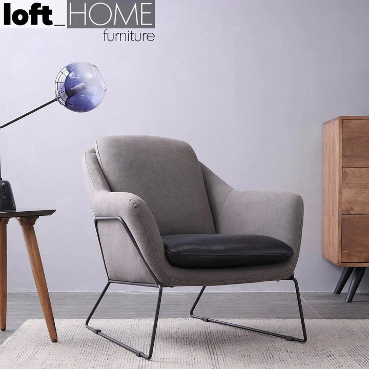 Industrial Canvas And Genuine Leather 1 Seater Sofa CALE