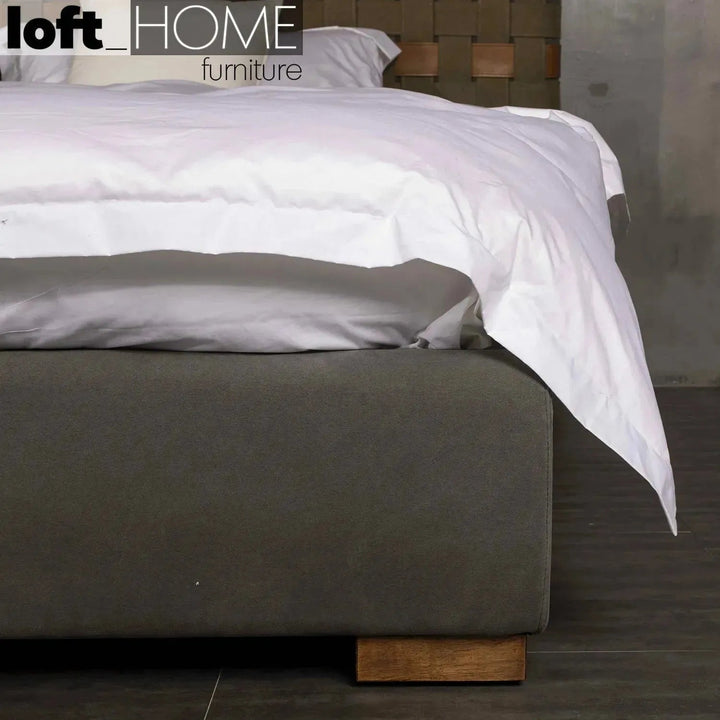 Vintage canvas and genuine leather bed frame canvasgrey environmental situation.