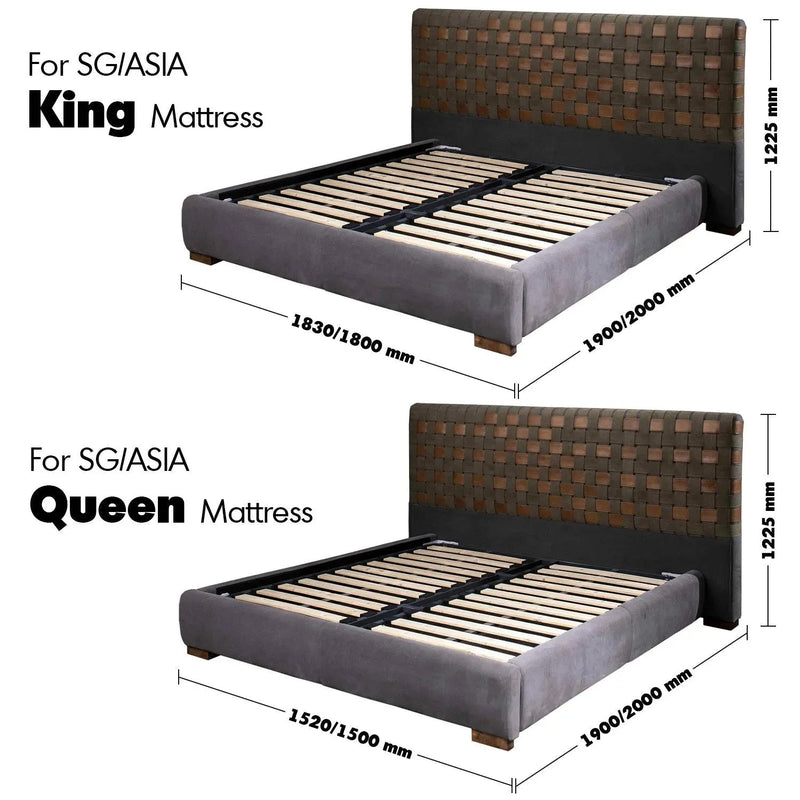 Vintage canvas and genuine leather bed frame canvasgrey size charts.
