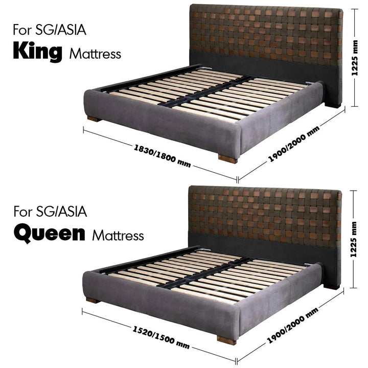Vintage canvas and genuine leather bed frame canvasgrey size charts.