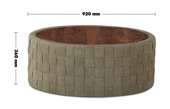Vintage canvas coffee table cove size charts.