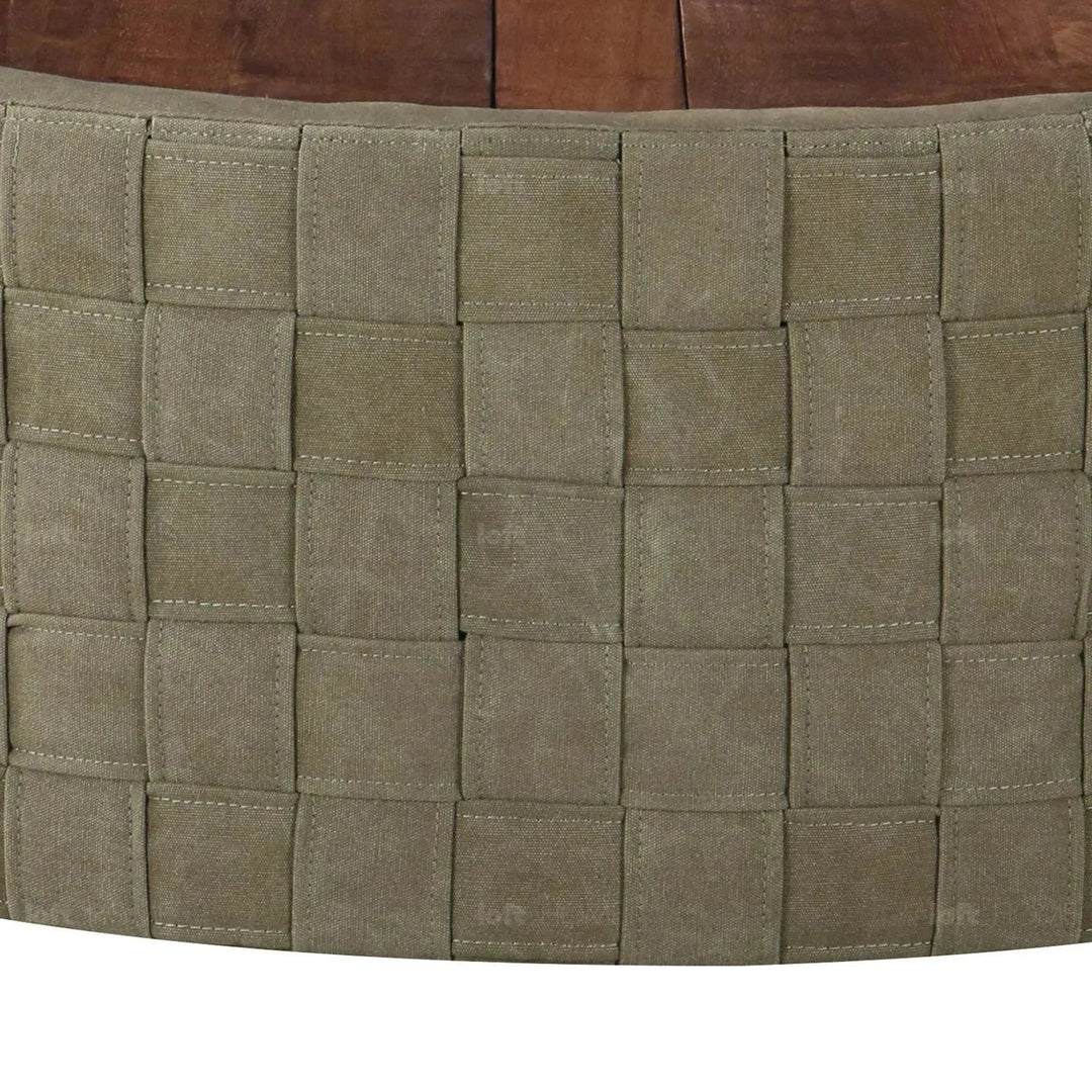 Vintage canvas coffee table cove in close up details.