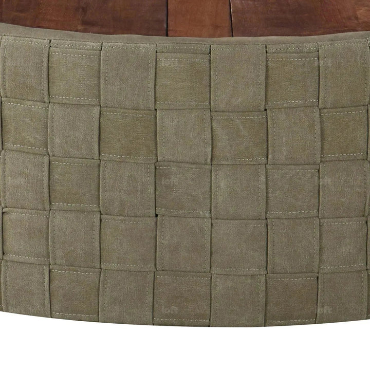 Vintage canvas coffee table cove in close up details.