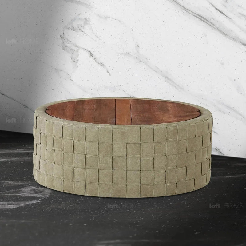 Vintage canvas coffee table cove material variants.
