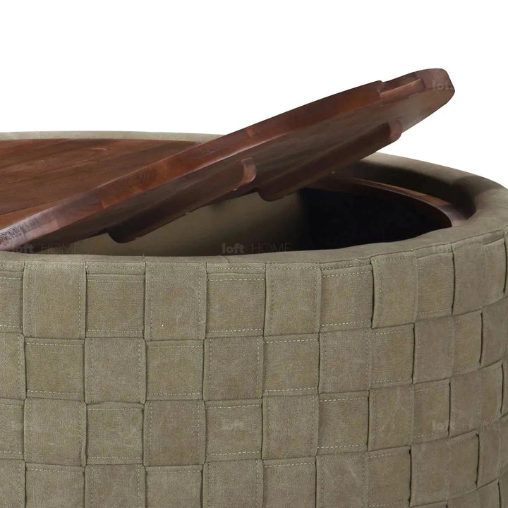 Vintage canvas coffee table cove in panoramic view.