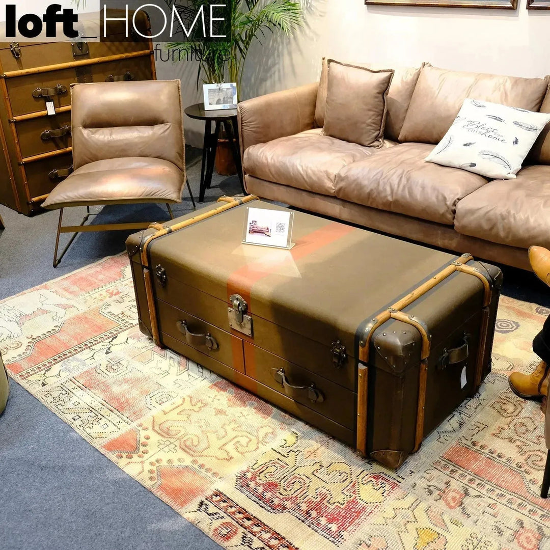 Vintage canvas coffee table richards' trunk with context.
