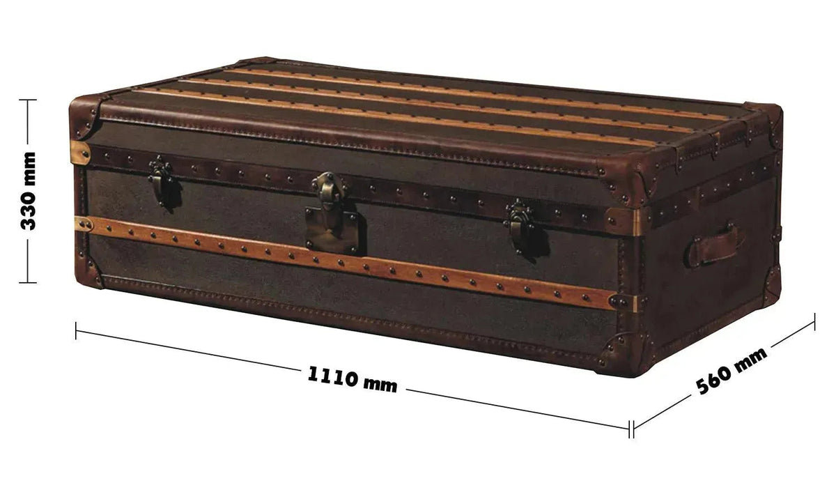 Vintage canvas coffee table storage box cowboy size charts.