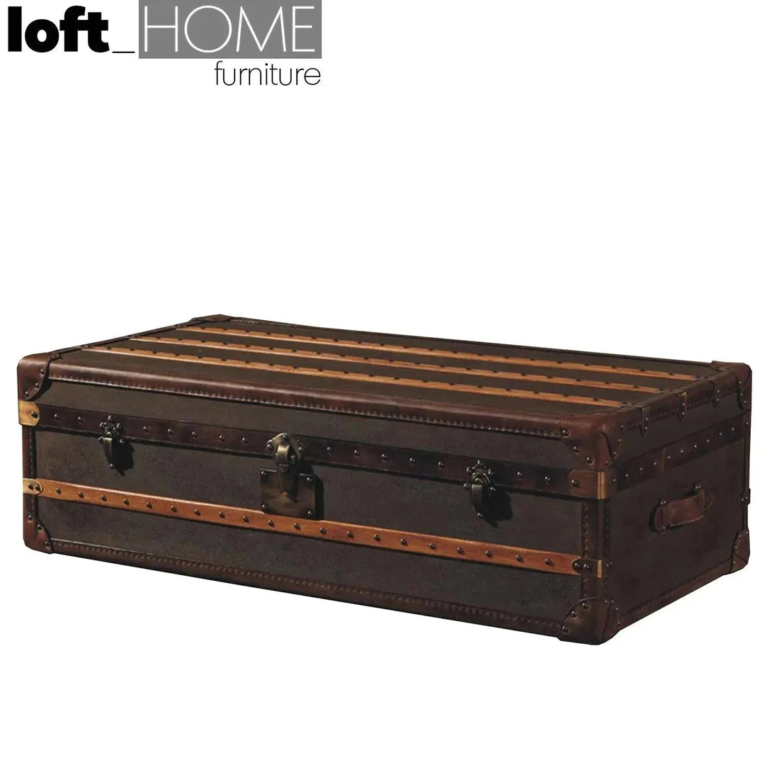 Vintage canvas coffee table storage box cowboy in details.