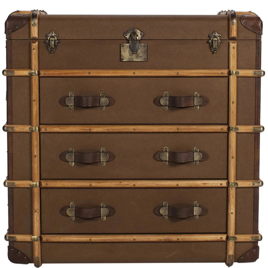Industrial canvas drawer cabinet richards' trunk in white background.