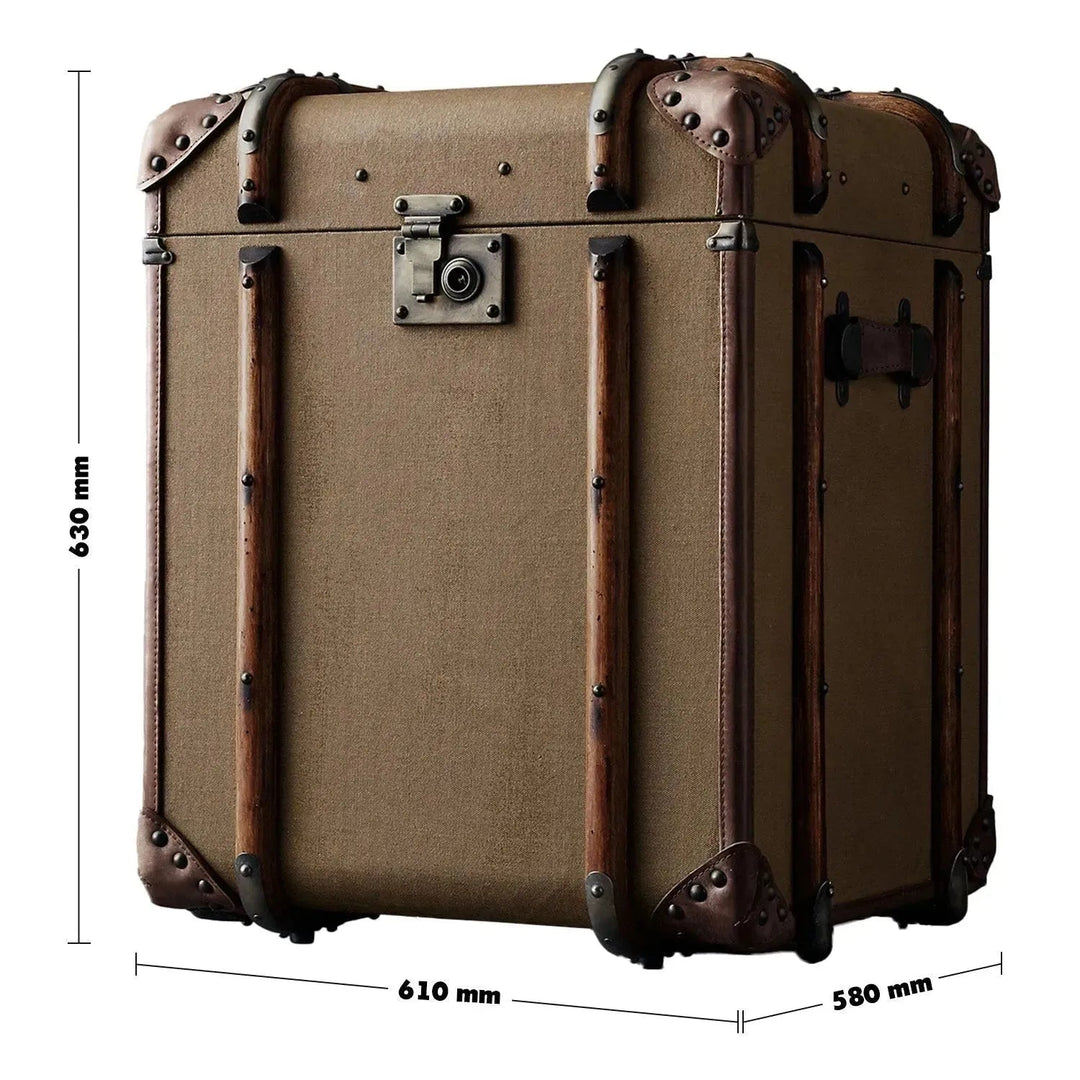 Vintage canvas side table richards' trunk size charts.