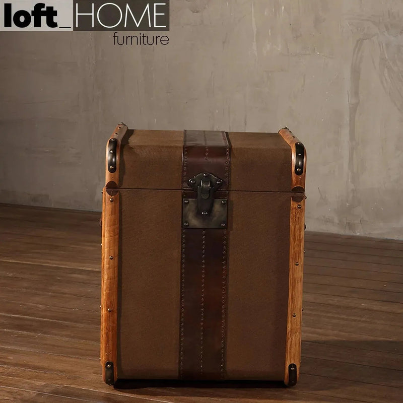 Vintage canvas side table storage box richards' trunk s in real life style.
