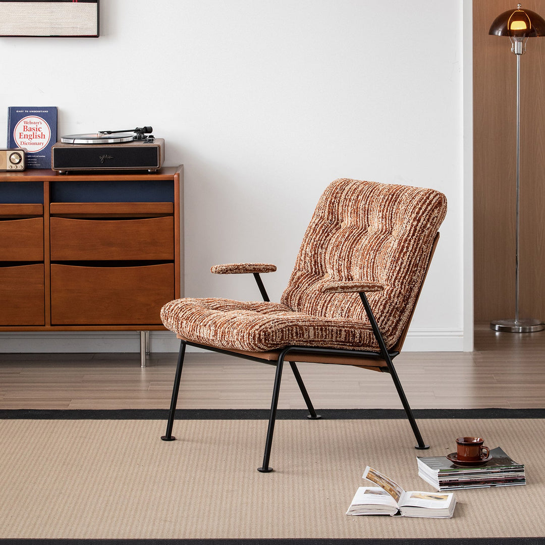 Vintage chenille velvet fabric 1 seater sofa duoeran in real life style.