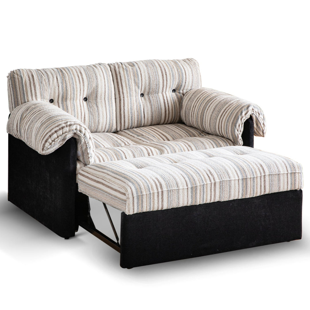 Bauhaus chenille velvet fabric 2 seater sofa bed ziru in white background.