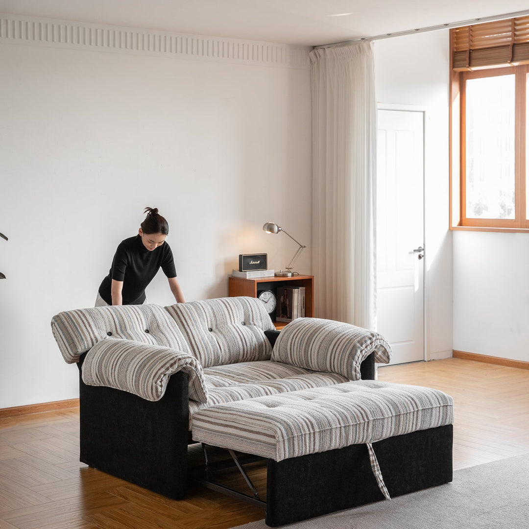 Vintage chenille velvet fabric 2 seater sofa bed ziru with context.