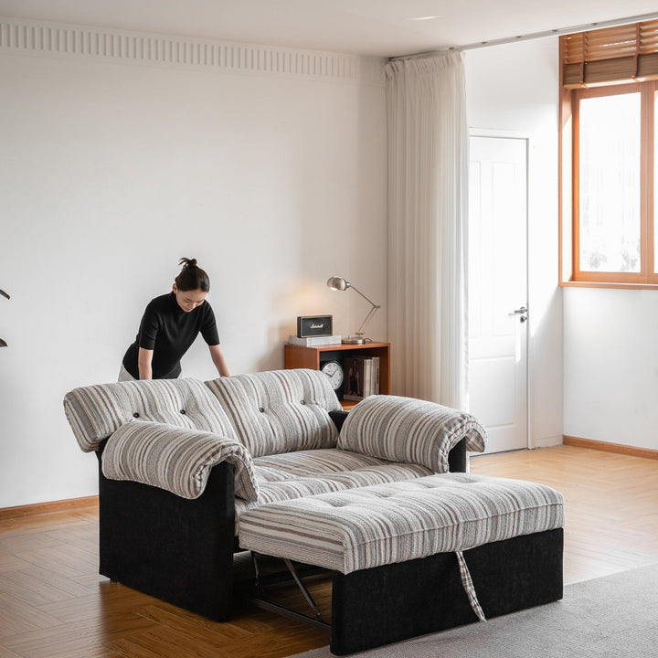 Vintage chenille velvet fabric 2 seater sofa bed ziru with context.