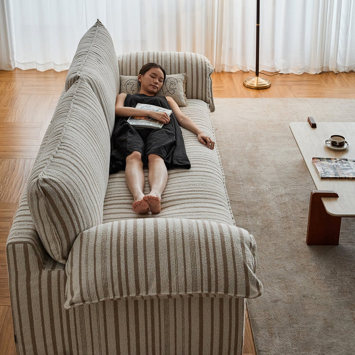 Vintage chenille velvet fabric 3 seater sofa koala with context.