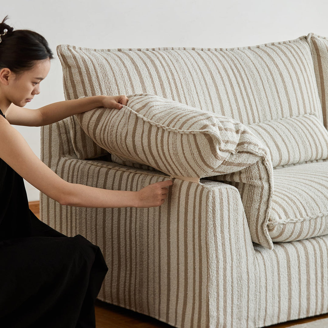 Vintage chenille velvet fabric 3 seater sofa koala in details.