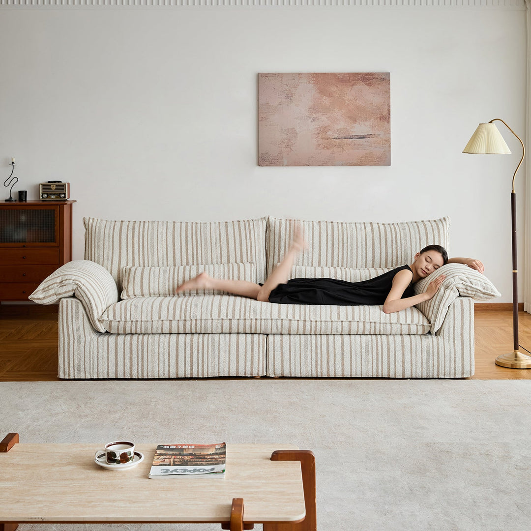 Bauhaus chenille velvet fabric 4 seater sofa koala primary product view.